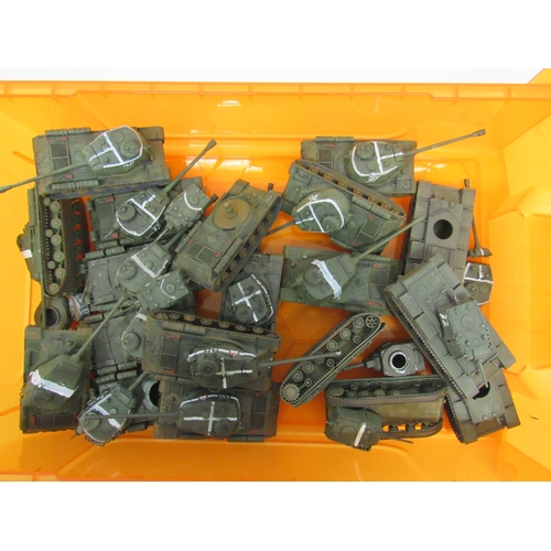 7299 - A collection of plastic kit built model military vehicles including tanks, armoured cars, trucks etc... 