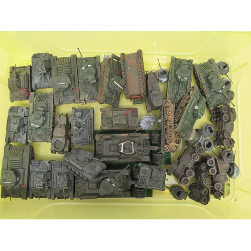 7299 - A collection of plastic kit built model military vehicles including tanks, armoured cars, trucks etc... 