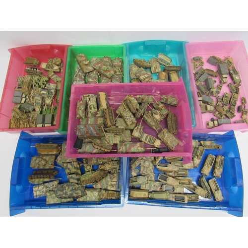 7298 - A collection of plastic kit built model military vehicles including tanks, half-tracks, covered wago... 