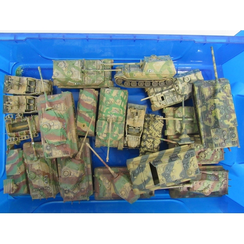 7298 - A collection of plastic kit built model military vehicles including tanks, half-tracks, covered wago... 