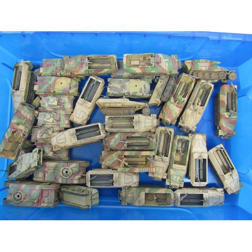 7298 - A collection of plastic kit built model military vehicles including tanks, half-tracks, covered wago... 