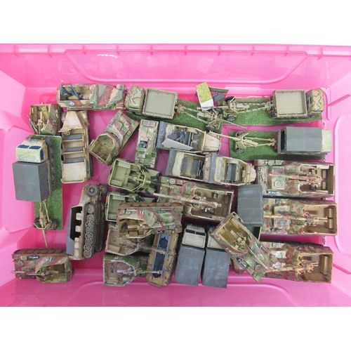 7298 - A collection of plastic kit built model military vehicles including tanks, half-tracks, covered wago... 