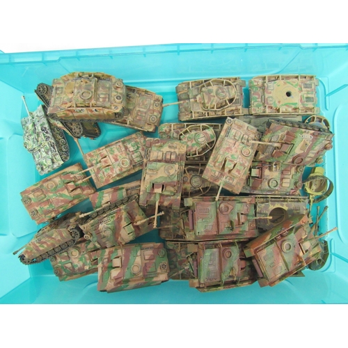 7298 - A collection of plastic kit built model military vehicles including tanks, half-tracks, covered wago... 