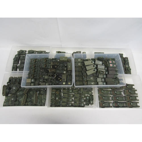 7300A - A collection of plastic kit built model military vehicles including tanks, half-tracks, covered wago... 