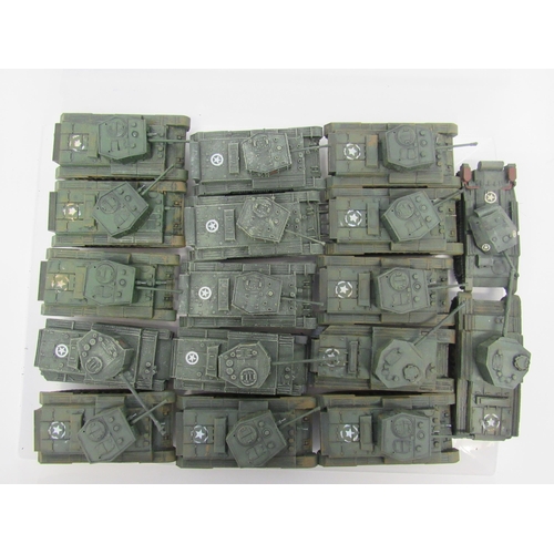 7300A - A collection of plastic kit built model military vehicles including tanks, half-tracks, covered wago... 