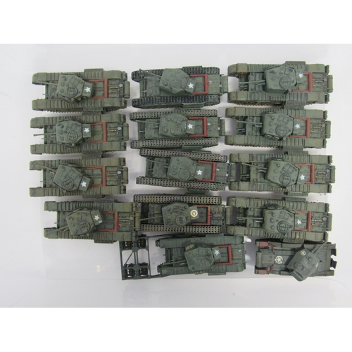 7300A - A collection of plastic kit built model military vehicles including tanks, half-tracks, covered wago... 