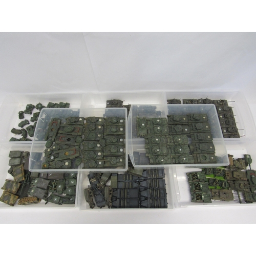 7294 - A collection of plastic kit built model military vehicles including tanks, half-tracks, armoured car... 