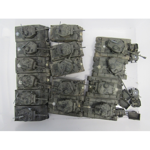 7294 - A collection of plastic kit built model military vehicles including tanks, half-tracks, armoured car... 