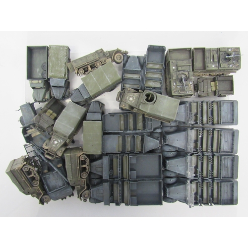 7294 - A collection of plastic kit built model military vehicles including tanks, half-tracks, armoured car... 