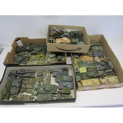 7291 - A collection of plastic kit built model military vehicles including tanks, helicopters etc. and a sm... 