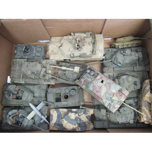 7297 - A collection of plastic kit built model military vehicles including tanks, half-tracks etc. (approx.... 