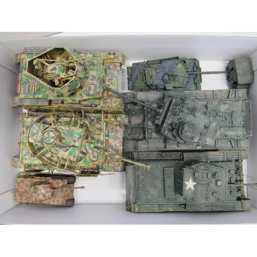 7297 - A collection of plastic kit built model military vehicles including tanks, half-tracks etc. (approx.... 