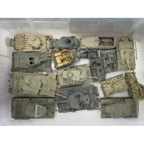 7296 - A collection of plastic kit built model military vehicles including tanks, armoured cars etc. (appro... 