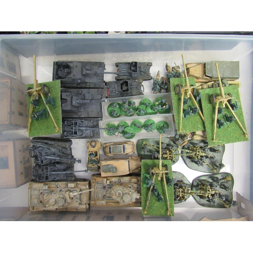 7295 - A collection of WWII themed wargames accessories to include hand painted military figures, plastic k... 