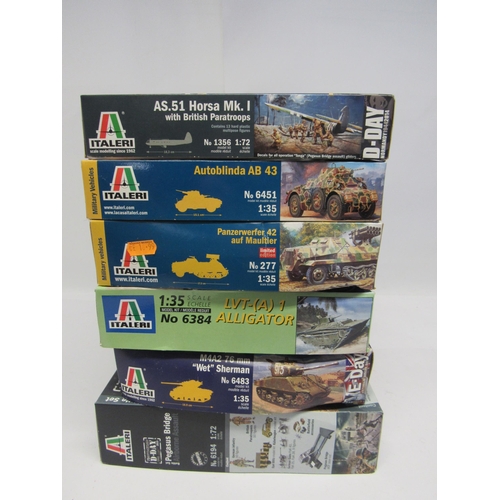 7337 - Six Italeri 1:35 and 1:72 scale military plastic model kits to include 1356 AS.51 Horsa Mk.1 with Br... 