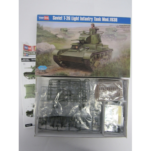 7341 - Five Hobby Boss 1:35 scale military plastic model kits to include82497 Soviet T-26 Light Infantry Ta... 