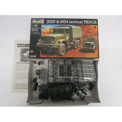 7348 - Nine assorted 1:35 scale military plastic model kits to include Revell 03029 Jeep & M34 Tactical Tru... 