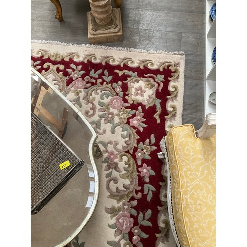 5700 - Frith rugs, handmade wool pile Indian rug, cream ground with central floral medallion red  (R)  £70