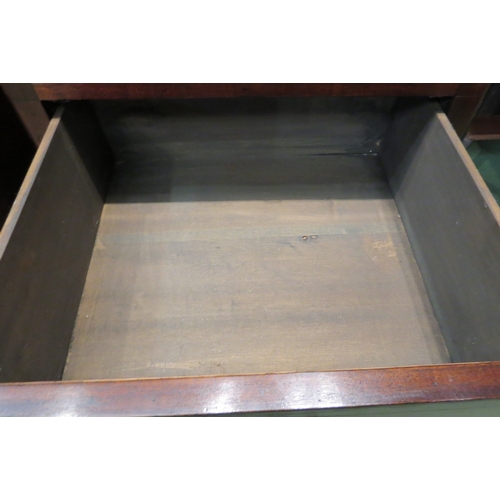 4028 - A George III mahogany nightstand, the two doors with line inlay decoration and single base drawer on... 