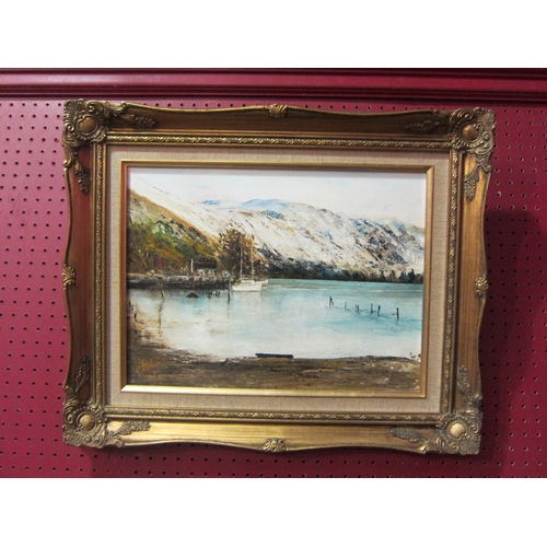 4030 - G. RODILOSSO (XX Bolton Artist): A gilt framed oil on canvas, Glenridding with snow, signed and date... 