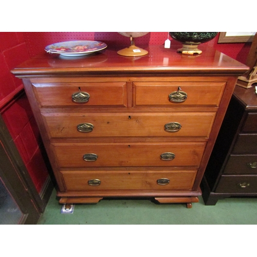4122 - A satinwood two over three panel sided chest of drawers with outswept feet, 110cm tall x 107cm wide ... 