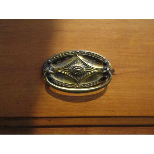 4122 - A satinwood two over three panel sided chest of drawers with outswept feet, 110cm tall x 107cm wide ... 