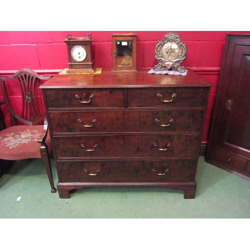 4129 - A George III flame mahogany chest of two short over three graduating long drawers having brass swan ... 