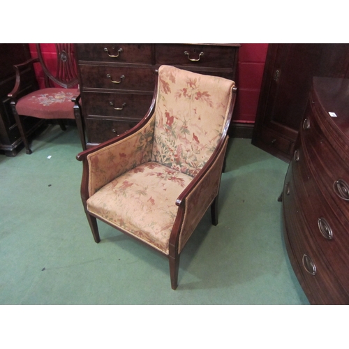 4148 - An Edwardian line inlaid mahogany armchair on square tapering fore legs  (R)  £50