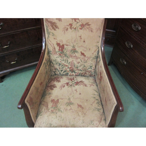 4148 - An Edwardian line inlaid mahogany armchair on square tapering fore legs  (R)  £50