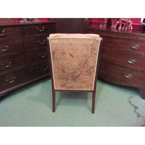 4148 - An Edwardian line inlaid mahogany armchair on square tapering fore legs  (R)  £50