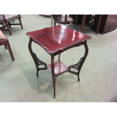 4159 - A mahogany occasional table with under-tier, carved fretwork detailing, 70cm tall x 52cm wide