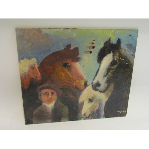 4329 - S J MANN: Two oils on boards, one of a swan and cygnets, gilt framed, 19cm x 24cm image size, and an... 