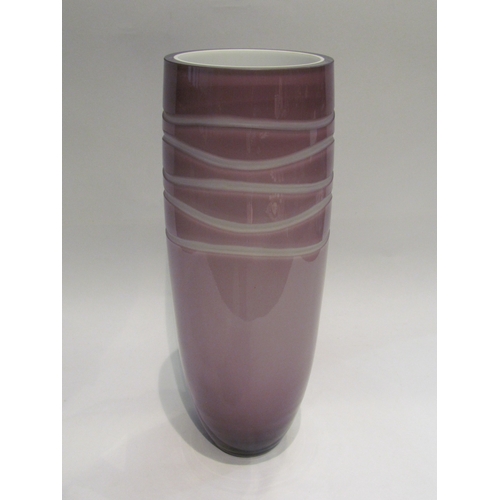 4343 - A modern art glass vase with wavy line detail, 35cm tall