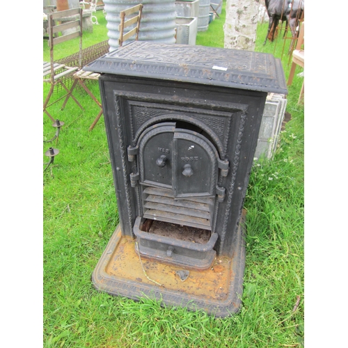 6070 - A cast iron two door stove, Rose No.3, back a/f