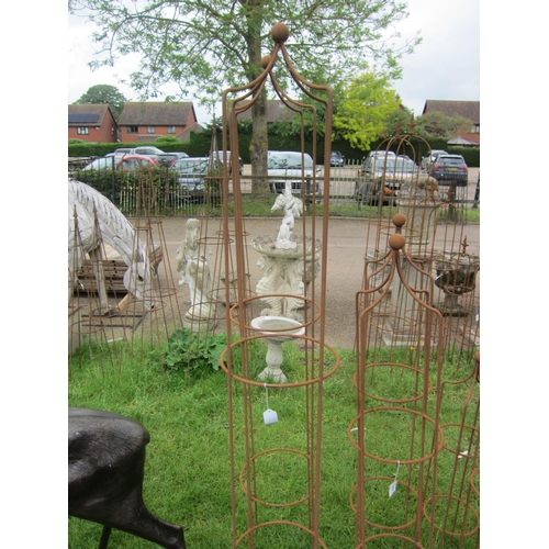 6078 - A pair of steel ball top obelisks