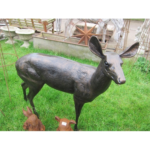 6079 - A bronzed garden lifesize stag and doe