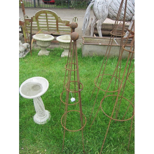 6083 - A pair of steel ball top obelisks