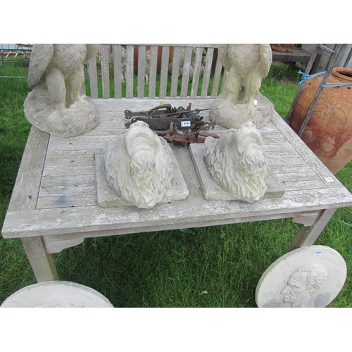 6098 - A hardwood garden table and bench, table is 47