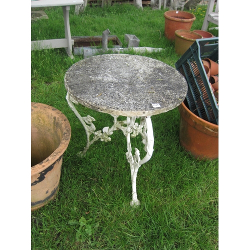 6127 - A cast fern and blackberry garden table with round marble top