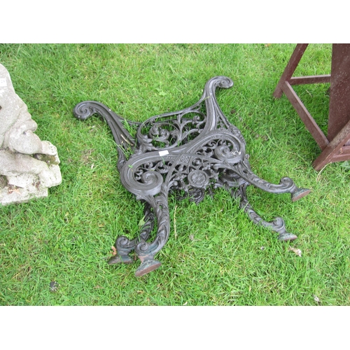 6130 - A pair of Victorian heavy cast bench ends with scrolling acanthus detail, Rd 21030