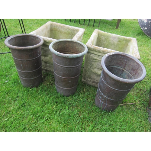 6133 - Three 1930's tapered copper planters, 18