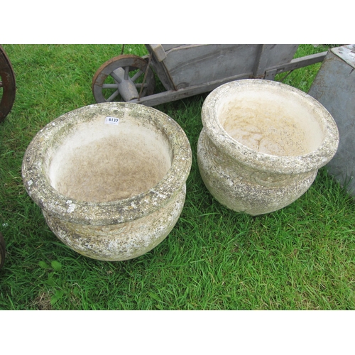 6137 - A pair of 'Willowstone' bulbous garden pots    (C)