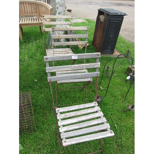 6161 - Three wood and metal folding bandstand chairs a/f    (E) £10-15