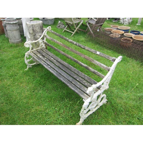 6176 - A cast Coalbrookddale style hound and serpent garden bench with wooden slats