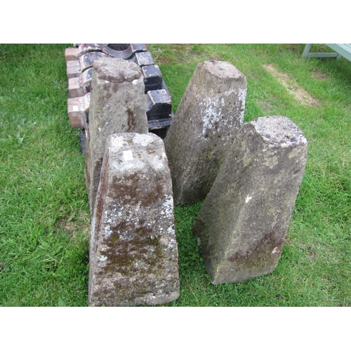 6512 - Four weathered staddle stones, no caps