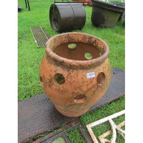 6530 - A terracotta strawberry planter, 18