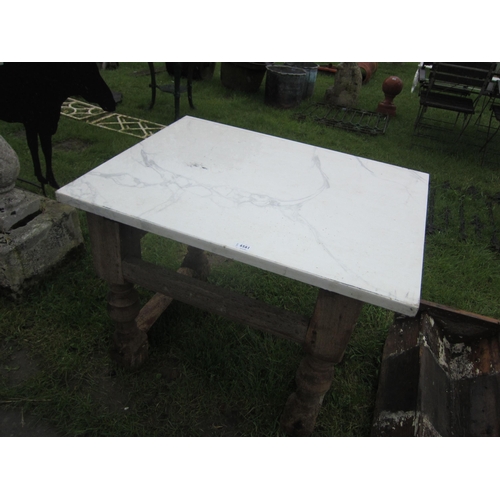 6561 - A 19th Century oak table base with marble top    (R) £100