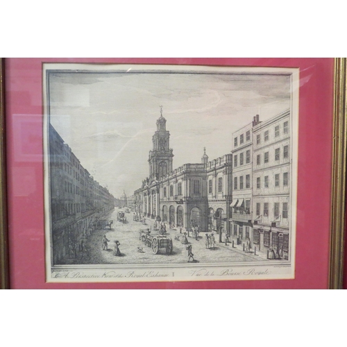 4031 - Two monochrome prints of London Landmarks: Royal Exchange and Billingsgate. Both framed and glazed. ... 