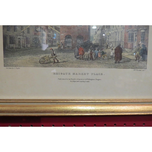 4041 - A 19th Century colour print of Reigate Market Place. Framed and glazed. 28cm x 30cm image size
