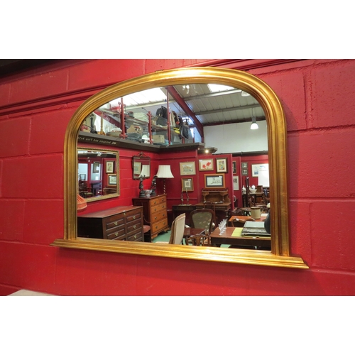 4136 - A Victorian style arch top gilt frame wall hanging mirror, 72cm x 107cm total  (R)  £40